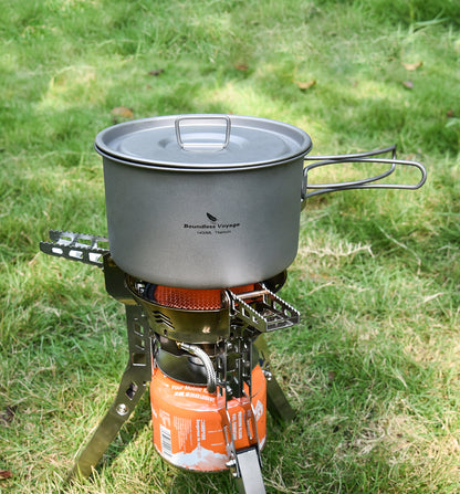 Boundless Voyage Titanium 3pcs Camping Cookware Mess Kit, Camping Cooking Set,  Portable Nonstick Camp Pots Set 1.4L 1.6L 2.4L for Outdoor Camping, Picnic, Hiking, Backpacking