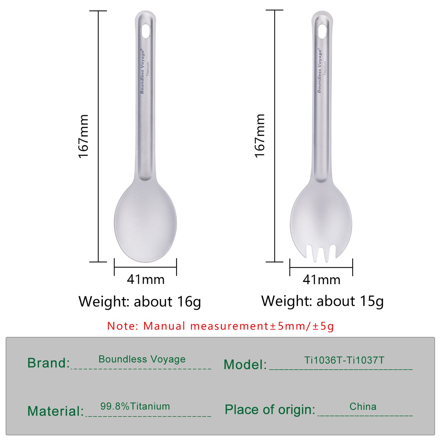 Boundless Voyage Titanium Spoon | Ultralight Camping & Outdoor Cooking Utensil | Portable Kitchen Tableware