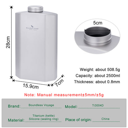 Boundless Voyage Titanium Water Bottle 2500ML Big Capacity Sports Water Bottle Ultralight Leakproof Drinkware for Outdoor Camping Hiking