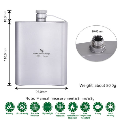 Boundless Voyage Titanium Hip Flask Outdoor Camping Pocket Flagon Portable Drink Bottle Whiskey Flask 7 oz / 200ml