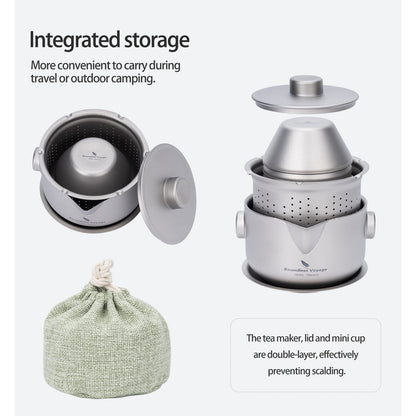 Boundless Voyage Titanium Double-Layer Tea Maker with Lid Filter Ultralight Teapot with Double-Walled Anti-scalding Coffee Cup Mug