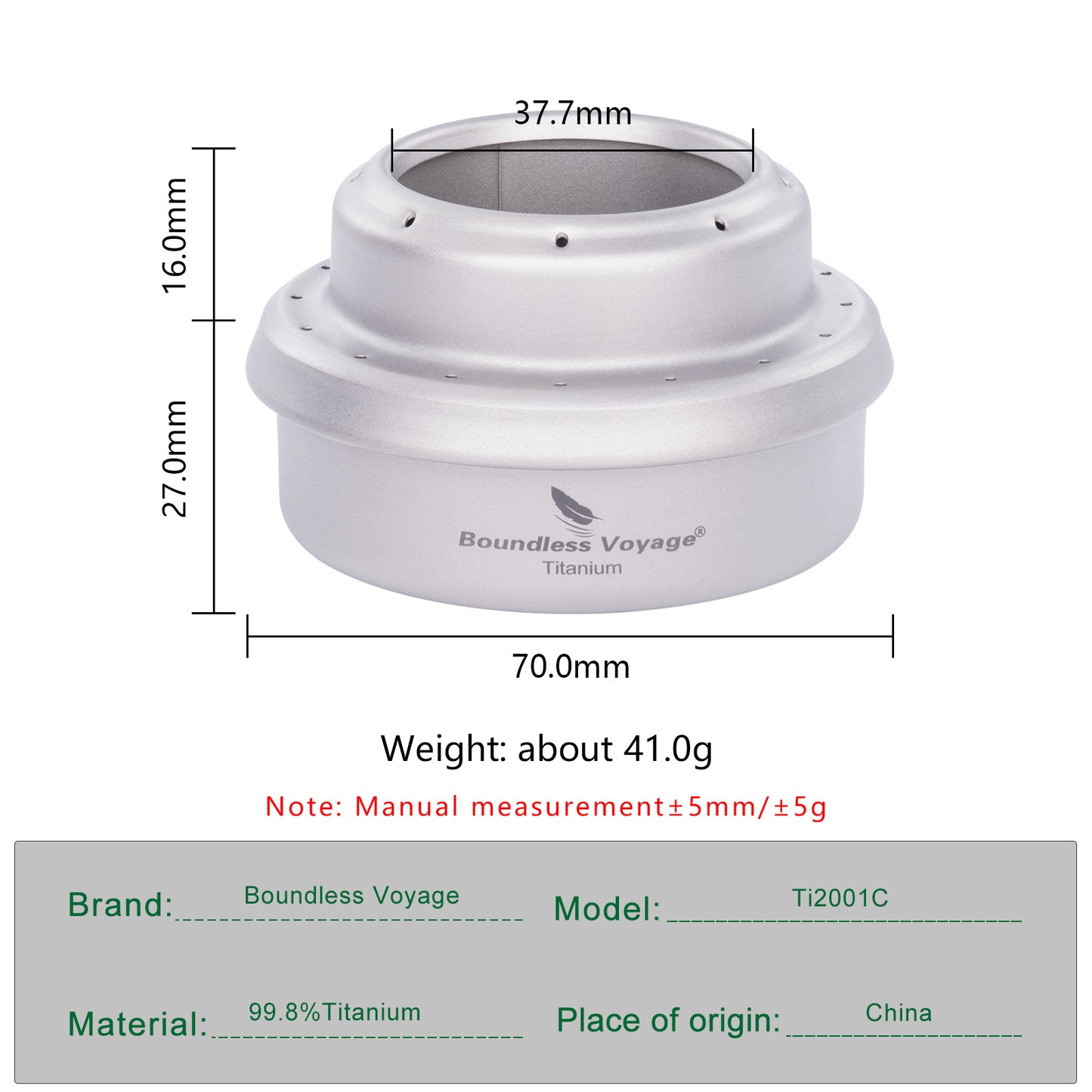 Boundless Voyage Titanium Spirit Alcohol Stove Outdoor Camping Mini Spirit Cooker Alcohol Burner for Picnic Backpacking