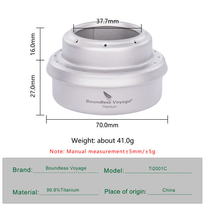 Boundless Voyage Titanium Spirit Alcohol Stove Outdoor Camping Mini Spirit Cooker Alcohol Burner for Picnic Backpacking