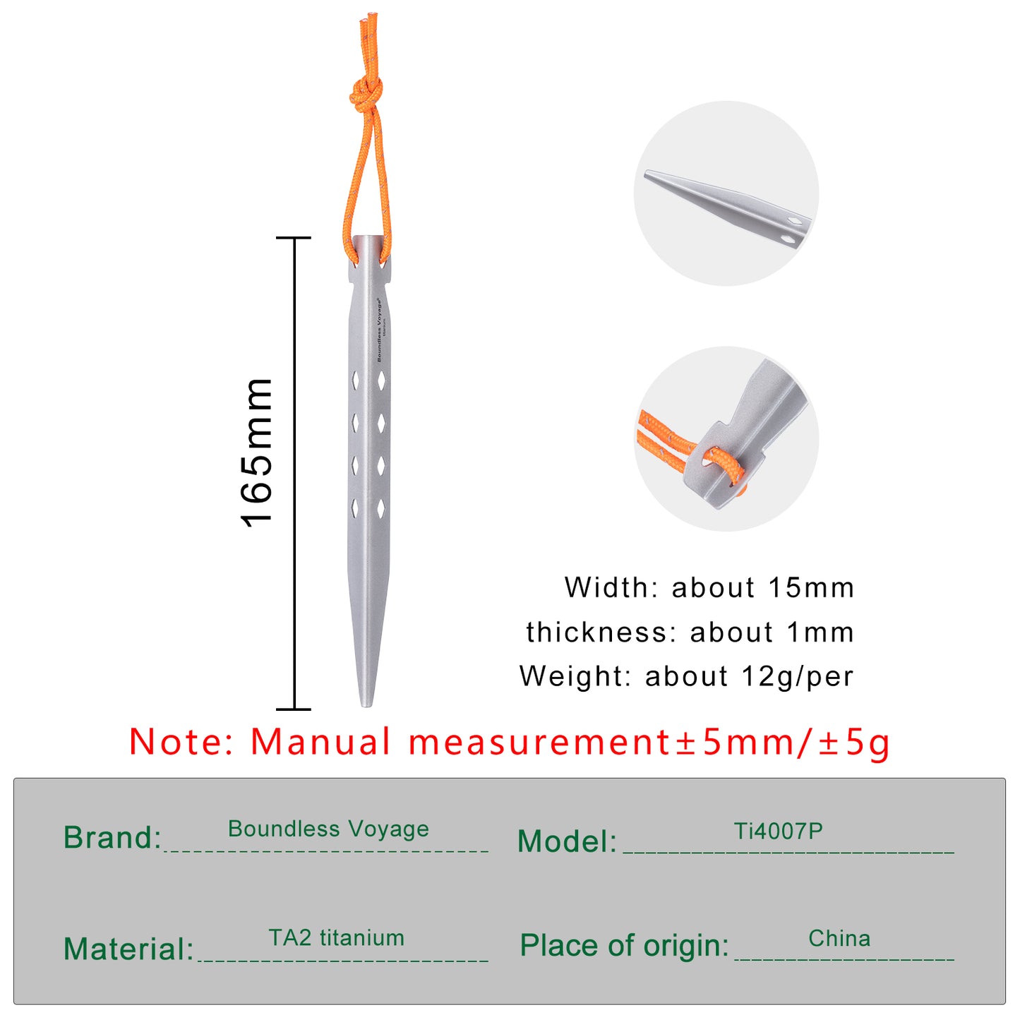 Boundless Voyage Camping Titanium Tent Stakes Pegs Nails Ultralight Outdoor Accessories