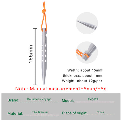 Boundless Voyage Camping Titanium Tent Stakes Pegs Nails Ultralight Outdoor Accessories