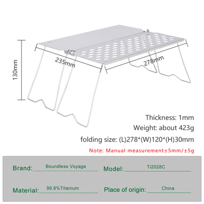 Boundless Voyage Titanium Folding Camping Table with Legs Outdoor Tableware Suitable for Picnic Camping Outdoor Hiking Ti2028C