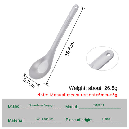 Boundless Voyage Titanium Spoon with Long Handle Outdoor Camping Ultralight Soup Spoon Cutlery Utensil