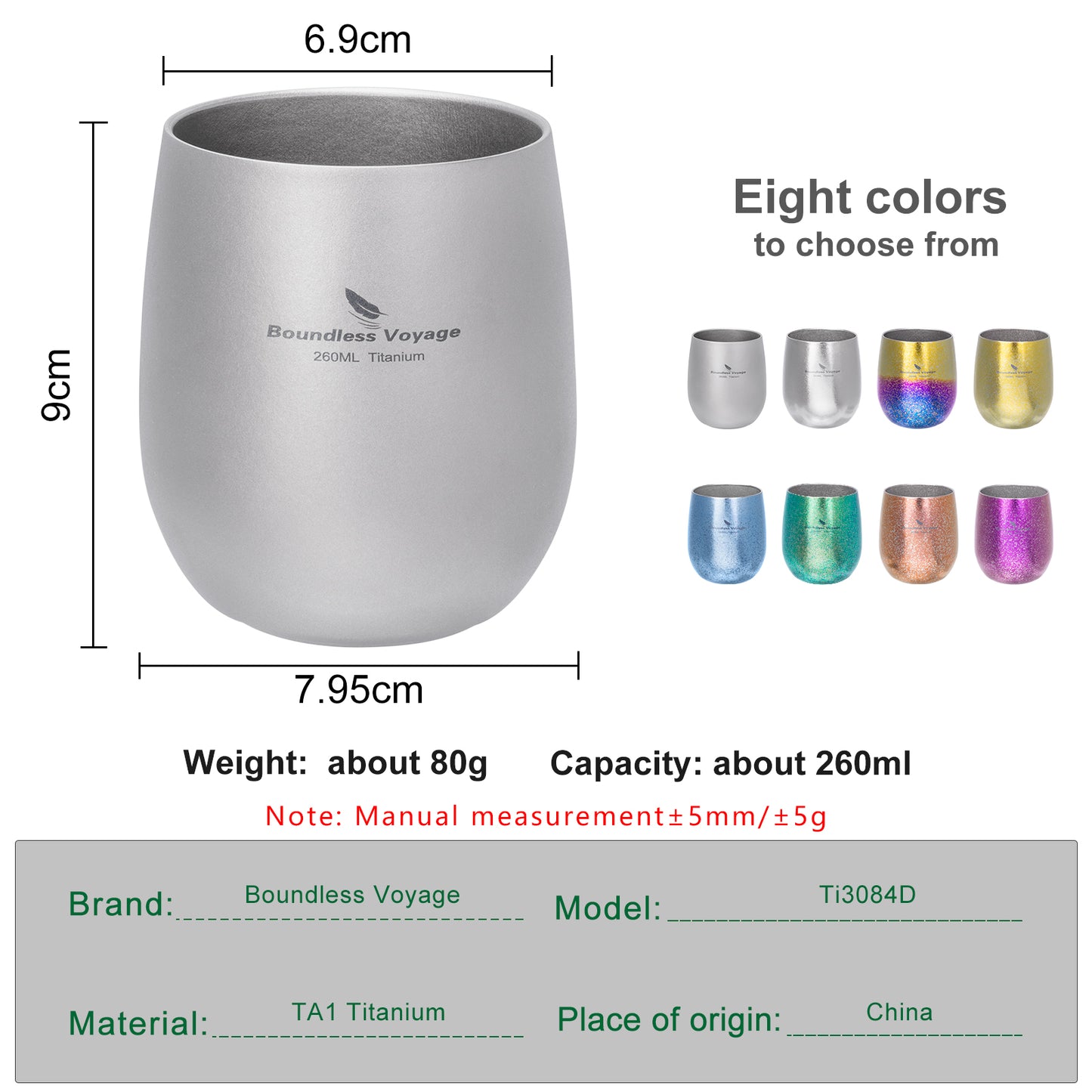 Boundless Voyage Titanium Double-Wall Cup – Ultralight TA1 Camping Coffee Mug for Travel, Hiking & Outdoor Use