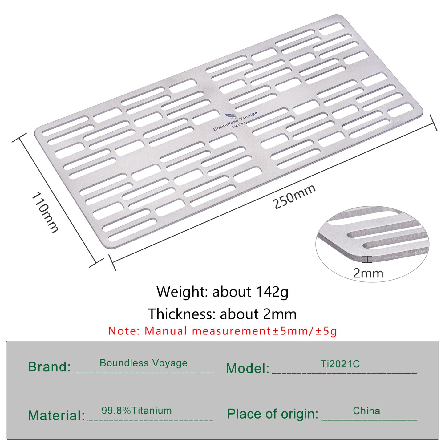 Boundless Voyage Titanium BBQ Grill Plate – Ultralight Charcoal Grill Grate for Camping, Hiking & Outdoor Cooking