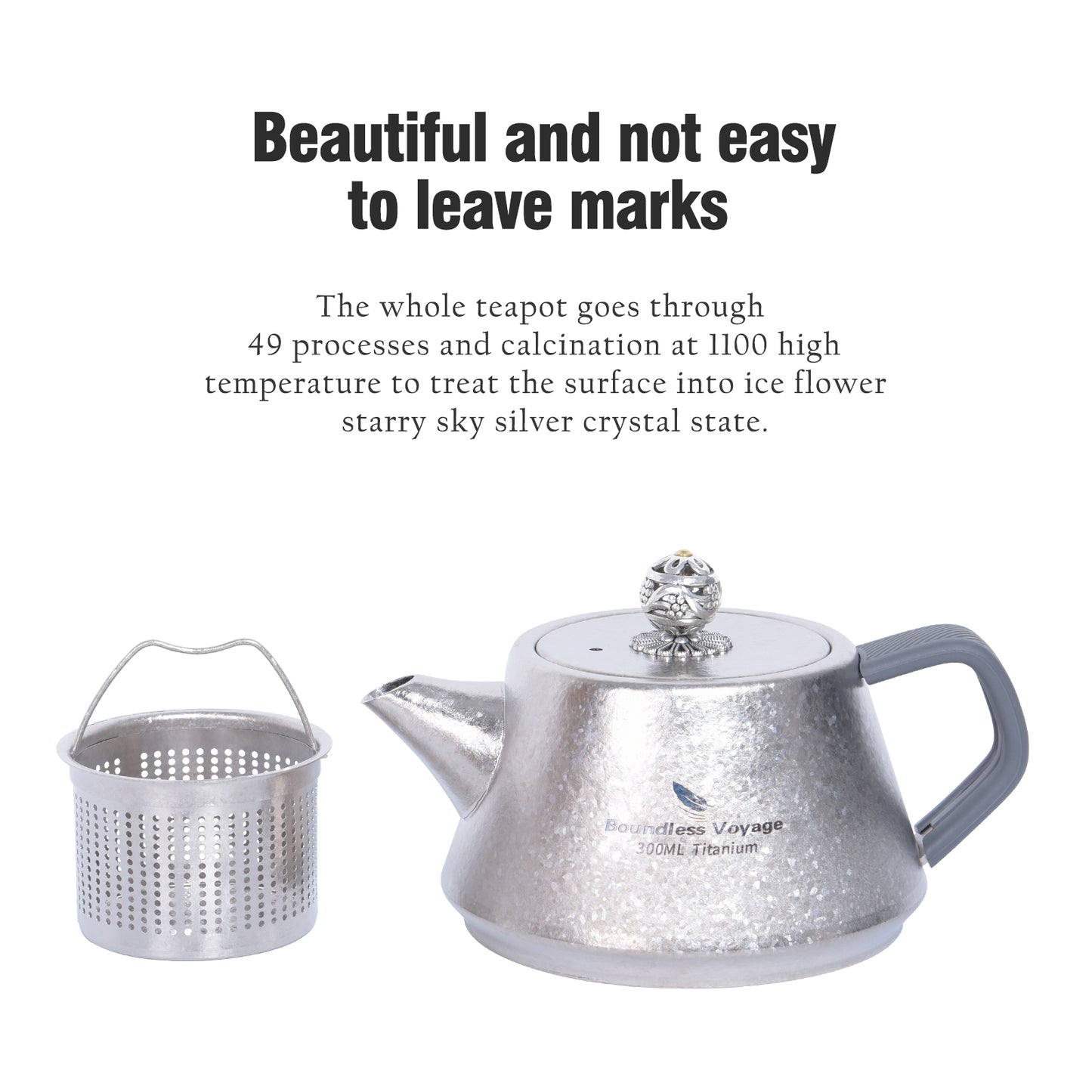 Boundless Voyage 300ml Ultralight Titanium Teapot | 114g Portable Side-Handle Tea Kettle with Filter Mesh | Camping, Hiking & Daily Use