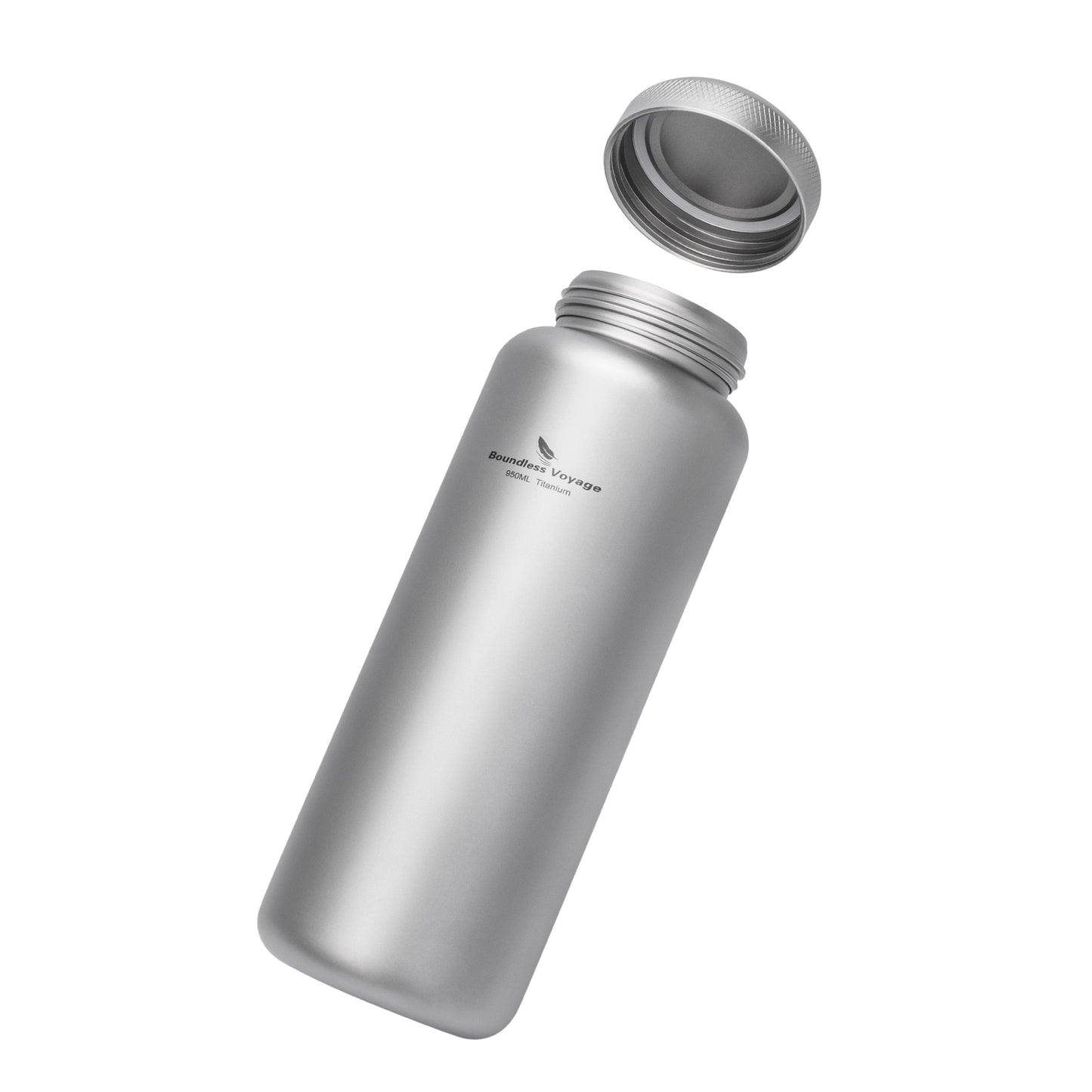 Boundless Voyage 950ml Titanium Water Bottle with Lids – TA1 Ultralight Wide Mouth Canteen for Hiking, Camping & Travel
