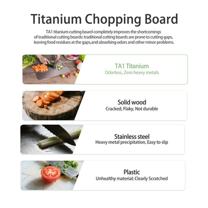 Boundless Voyage Titanium Chopping Board Lightweight Multifunctional Cutting Board with Hanging Hole Camping Fruits Vegetable Meat Metal Chopping Block Cutting Board for Kitchen Home Outdoor