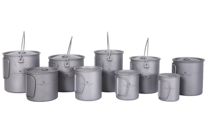 Boundless Voyage Titanium 900ml Camping Mug Pot – Ultralight Hanging Cup with Folding Handle for Hiking, Backpacking, Outdoor Cooking