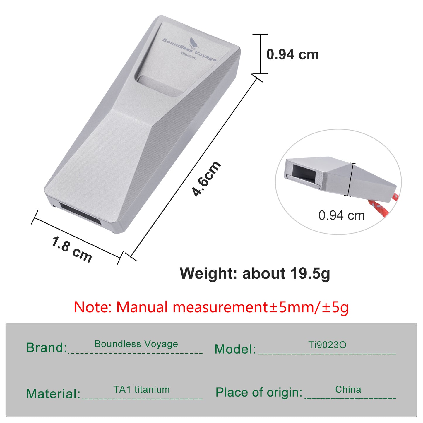 Boundless Voyage Titanium Emergency Whistle – Loud Safety Survival Whistle with Lanyard for Camping, Hiking, Sports & Outdoor Training