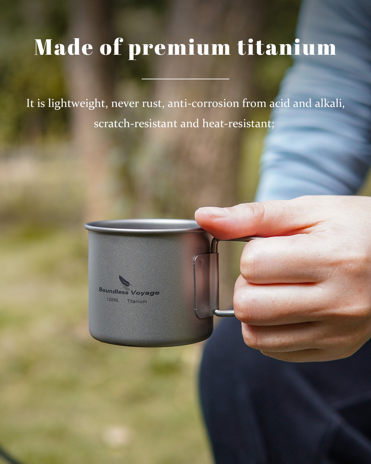 Boundless Voyage Ultralight Titanium Cup | 120ml / 180ml Portable Tea & Wine Mug | Premium Metal Drinking Glass for Camping, Coffee & Outdoor Spirits