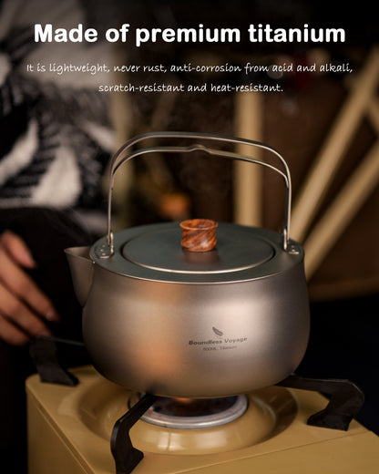Boundless Voyage Titanium Kettle With Folding Handle Filter Outdoor Camping Teapot Coffee Jug Pot 800ml