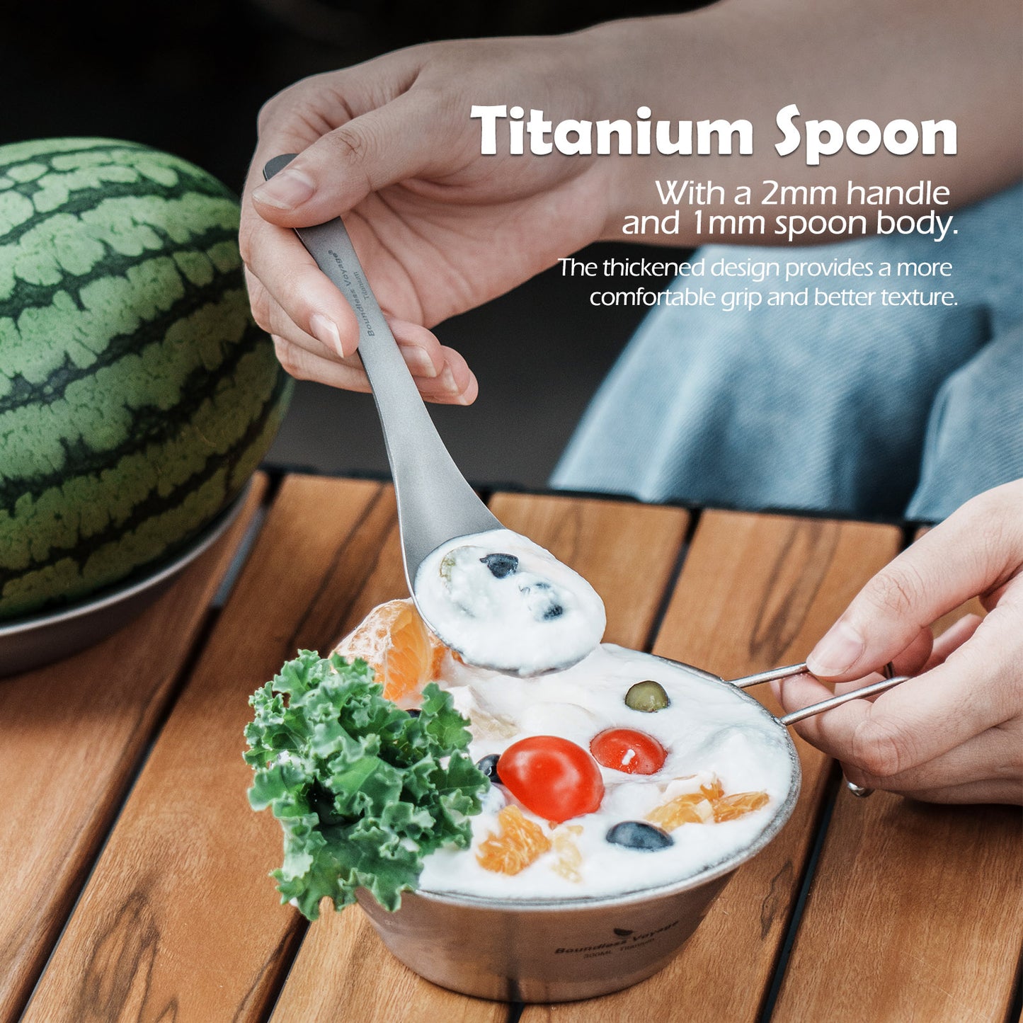 Boundless Voyage TA1 Titanium Spoon – Ultralight Durable Camping & Home Cutlery for Soup, Meals & Travel
