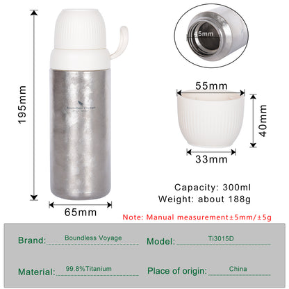 Boundless Voyage 300ml Titanium Vacuum Bottle – Double-Wall Lightweight Coffee & Water Bottle for Travel, Outdoor & Daily Use