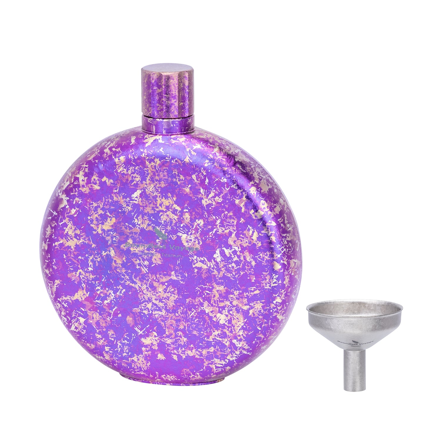 Boundless Voyage 180ml Crystallized Titanium Hip Flask | Luxury Ice-Texture Round Whiskey Bottle with Funnel | Ultralight & Non-Toxic Liquor Flagon for Gifting, EDC & Travel