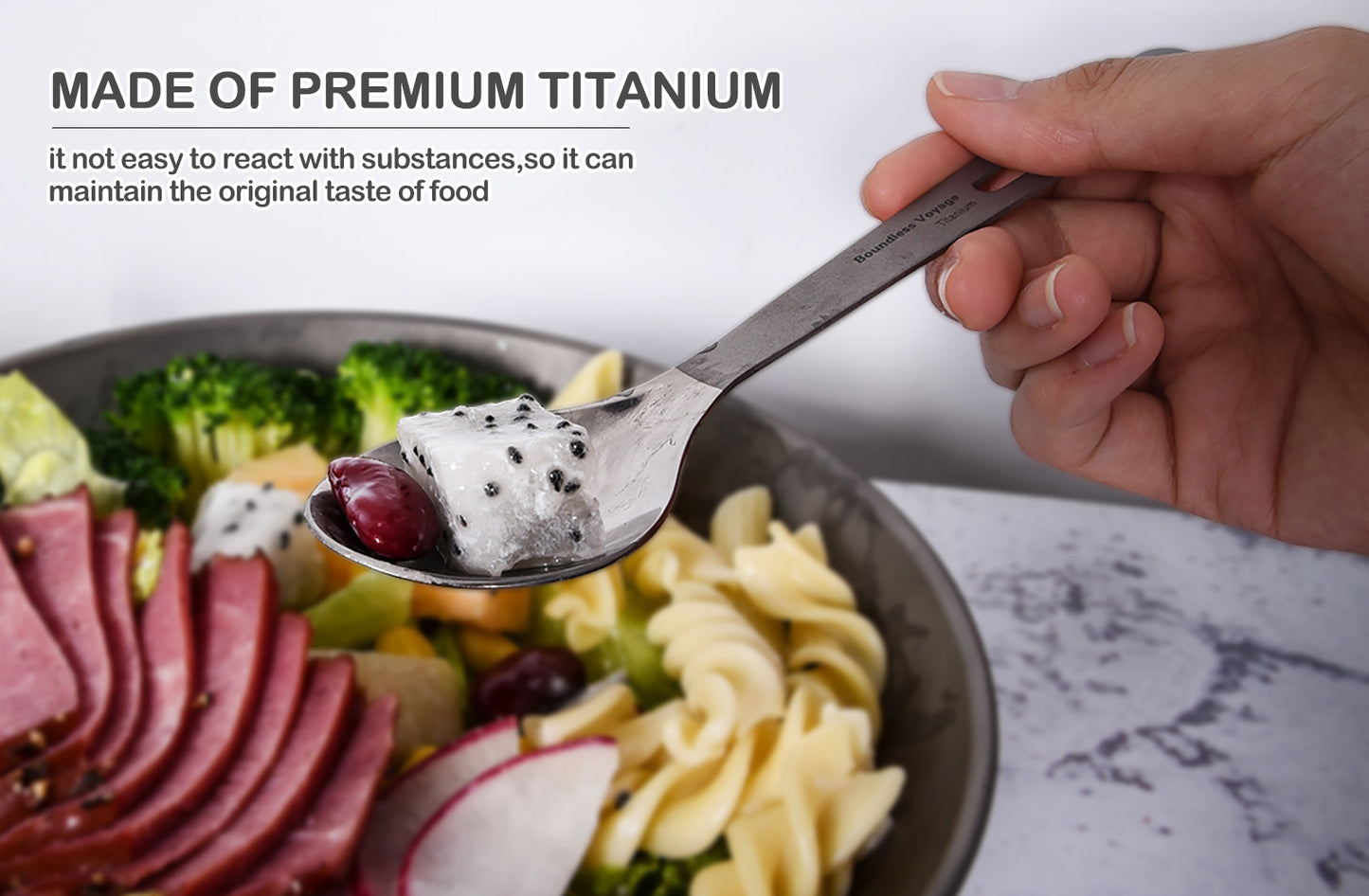 Boundless Voyage  Titanium Spoon with Bottle Opener – Ultralight Camping Cutlery & Portable Outdoor Tableware