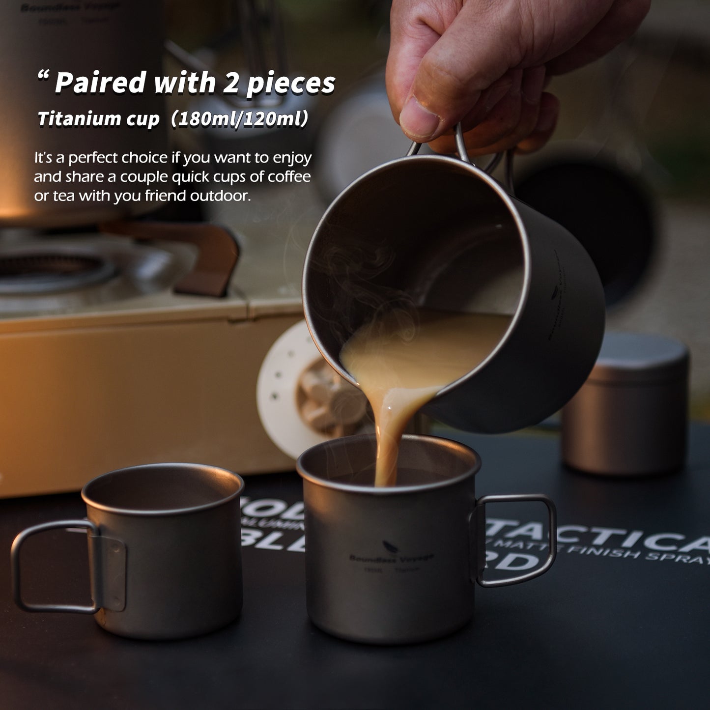 Boundless Voyage Titanium Pot, Camping Pot Titanium Cup Tianium Backpacking Pot with Partable Foldable Handles for Outdoor Camping Hiking Backpacking (500ml mugcup+small cups ×2)