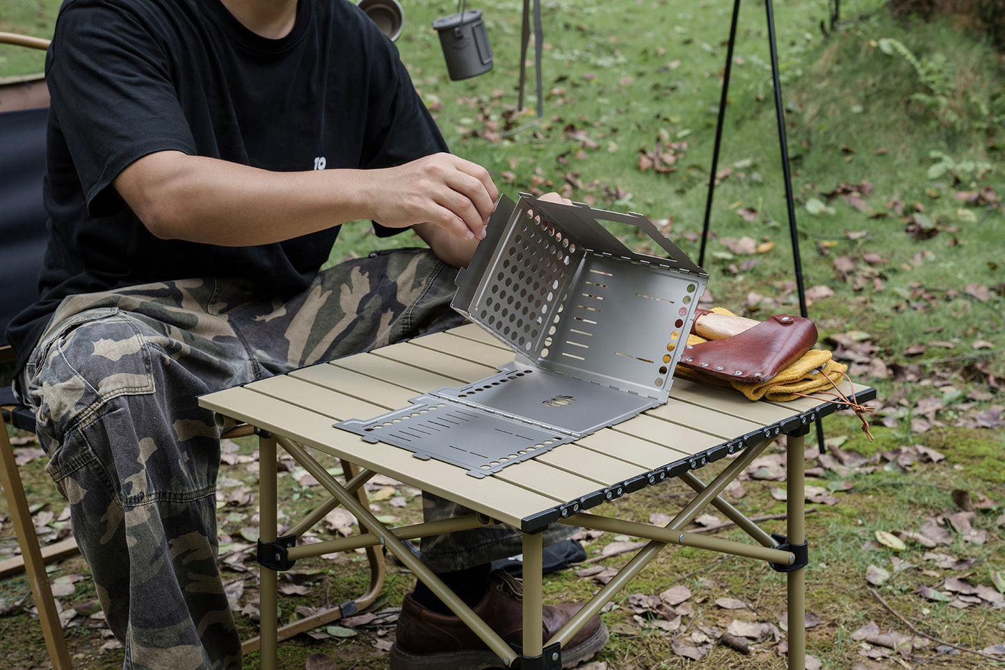 Boundless Voyage Titanium Wood Stove Ultralight Camping Charcoal Burner for Backpacking Hiking & Outdoor Cooking