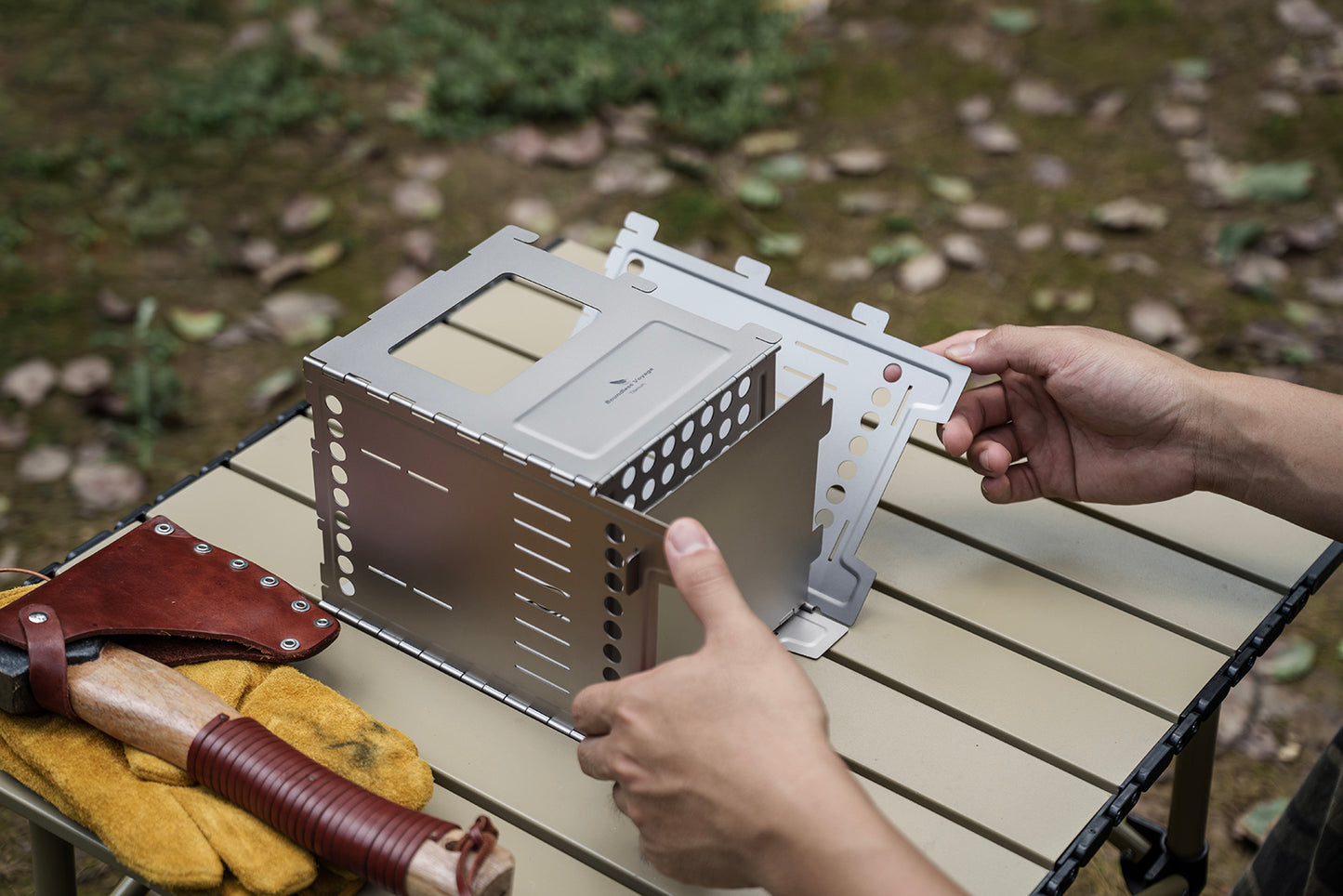 Boundless Voyage Titanium Wood Stove Ultralight Camping Charcoal Burner for Backpacking Hiking & Outdoor Cooking