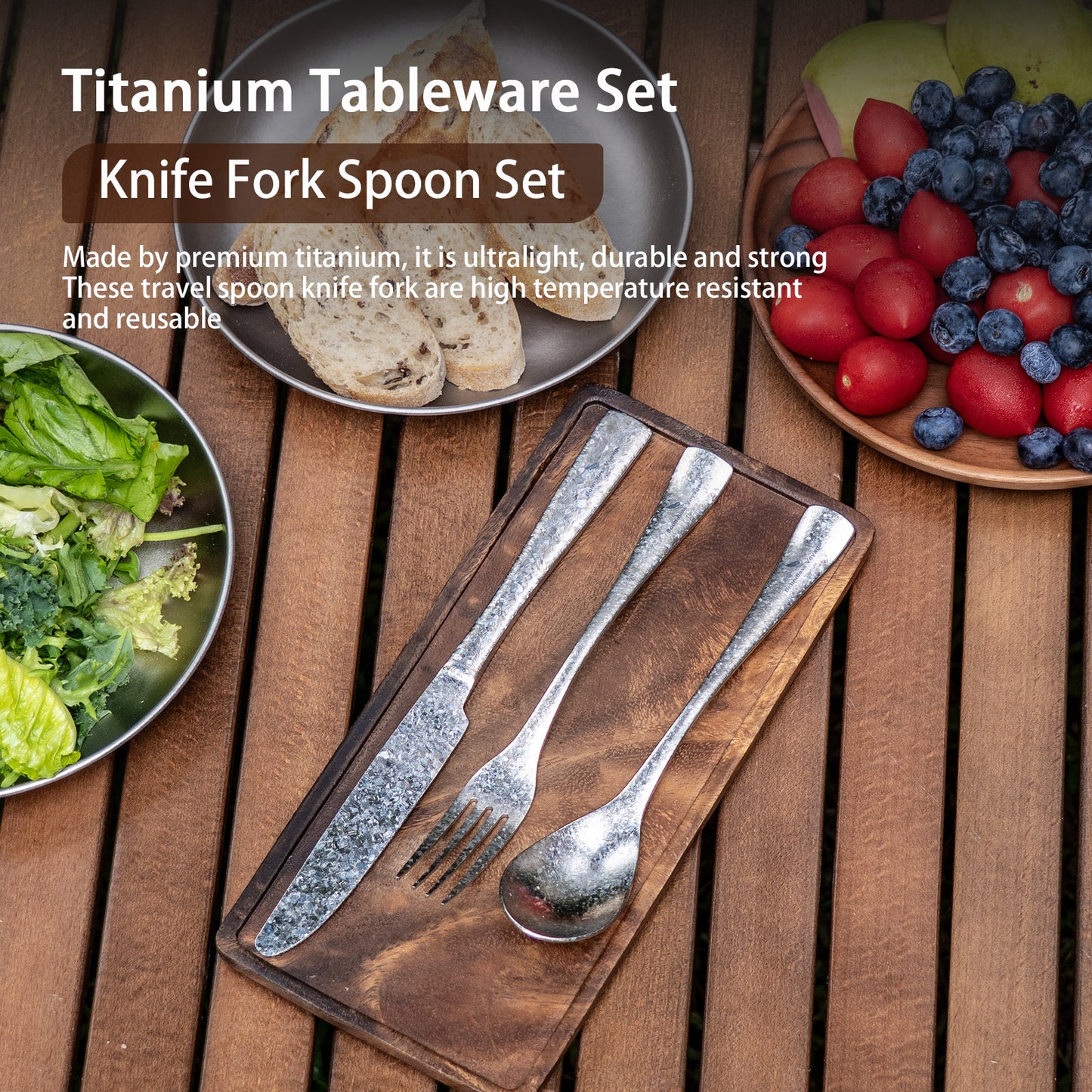 Boundless Voyage Titanium Cutlery Set – Ultralight Camping Knife, Fork & Spoon Tableware for Travel & Everyday Use
