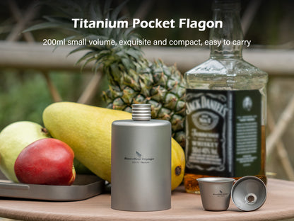 Boundless Voyage 200ml Titanium Pocket Flagon – Portable Camping Flask, Lightweight Hip Flask for Outdoor Adventures, Picnics, & Sports