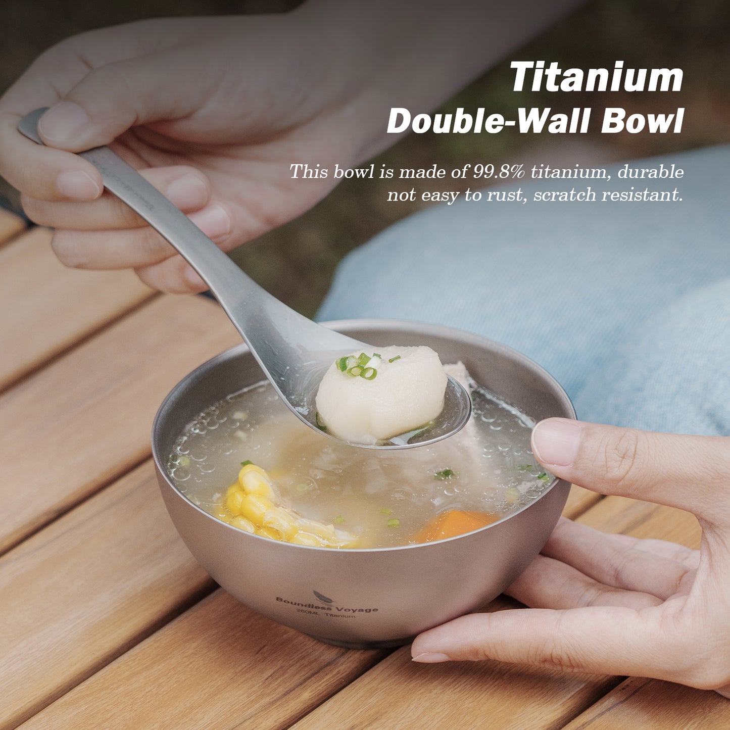Boundless Voyage Titanium Double-Wall Bowl | Ultralight Portable Camping Cookware & Tableware | Outdoor Hiking Picnic Food Bowl