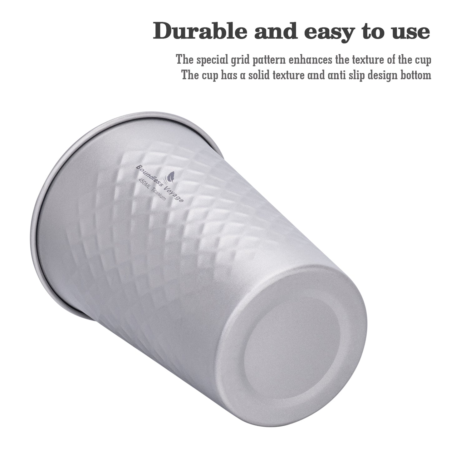 Boundless Voyage Titanium 450ml Stackable Cup – Premium Reusable Metal Drinking Glass for Beer, Juice, Camping & Outdoor Use
