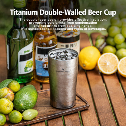 Boundless Voyage Titanium Double-Walled Beer Cup Ultralight Coffee Tea Juicy Cups for Home Outdoor Camping Picnic 300ml Crystallized Finish