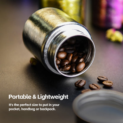 Boundless Voage Silver Titanium Tea Canister Mini Tea Canister Ultralight Portable Tin Can Tea Coffee Spice Canister Colored Ice Flower Craft Tin Storage Container