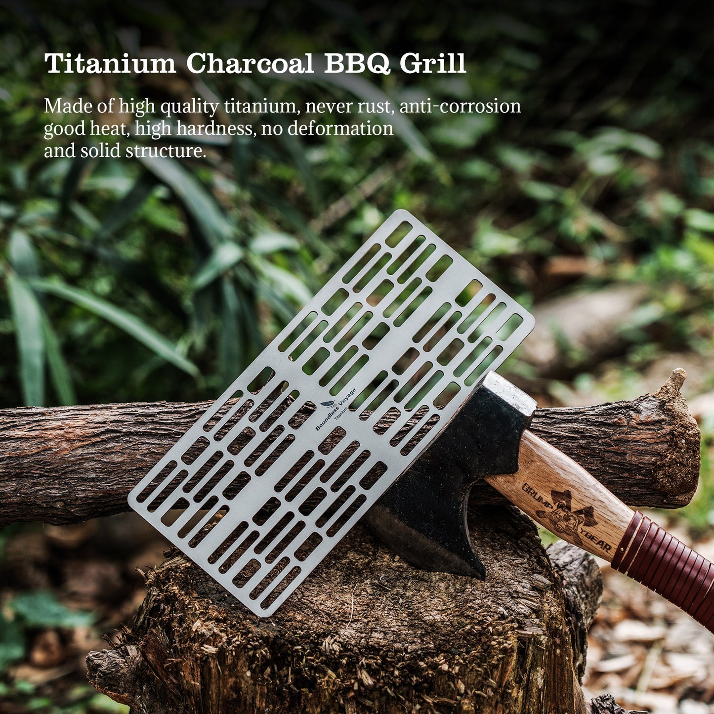 Boundless Voyage Titanium BBQ Grill Plate – Ultralight Charcoal Grill Grate for Camping, Hiking & Outdoor Cooking