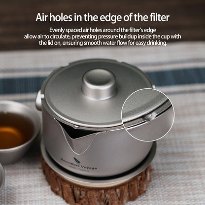 Boundless Voyage Titanium Double-Layer Tea Maker with Lid Filter Ultralight Teapot with Double-Walled Anti-scalding Coffee Cup Mug