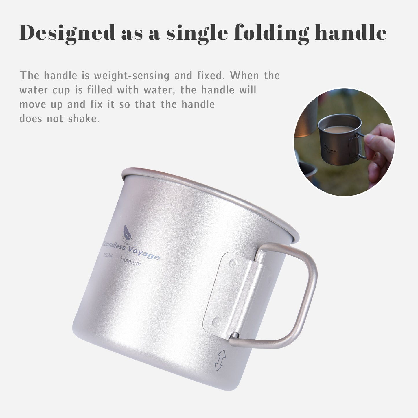Boundless Voyage Ultralight Titanium Cup | 120ml / 180ml Portable Tea & Wine Mug | Premium Metal Drinking Glass for Camping, Coffee & Outdoor Spirits