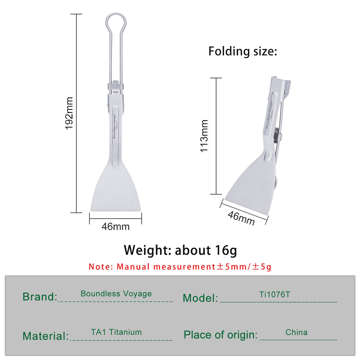 Boundless Voyage Titanium Folding Cooking Spatula – Ultralight Beefsteak Frying Shovel for Outdoor & Home Kitchen Use
