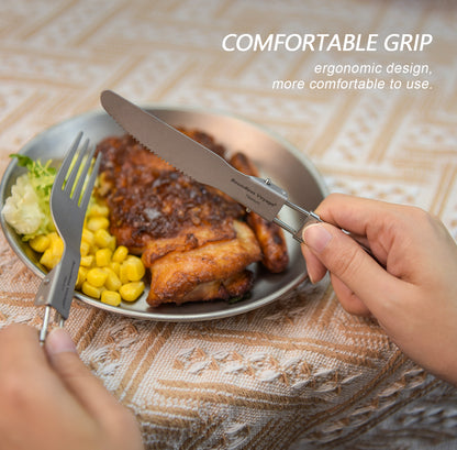 Boundless Voyage Titanium Cutlery Set spoon+fork+knife With Folding Handle For Outdoor Camping Home Lightweight