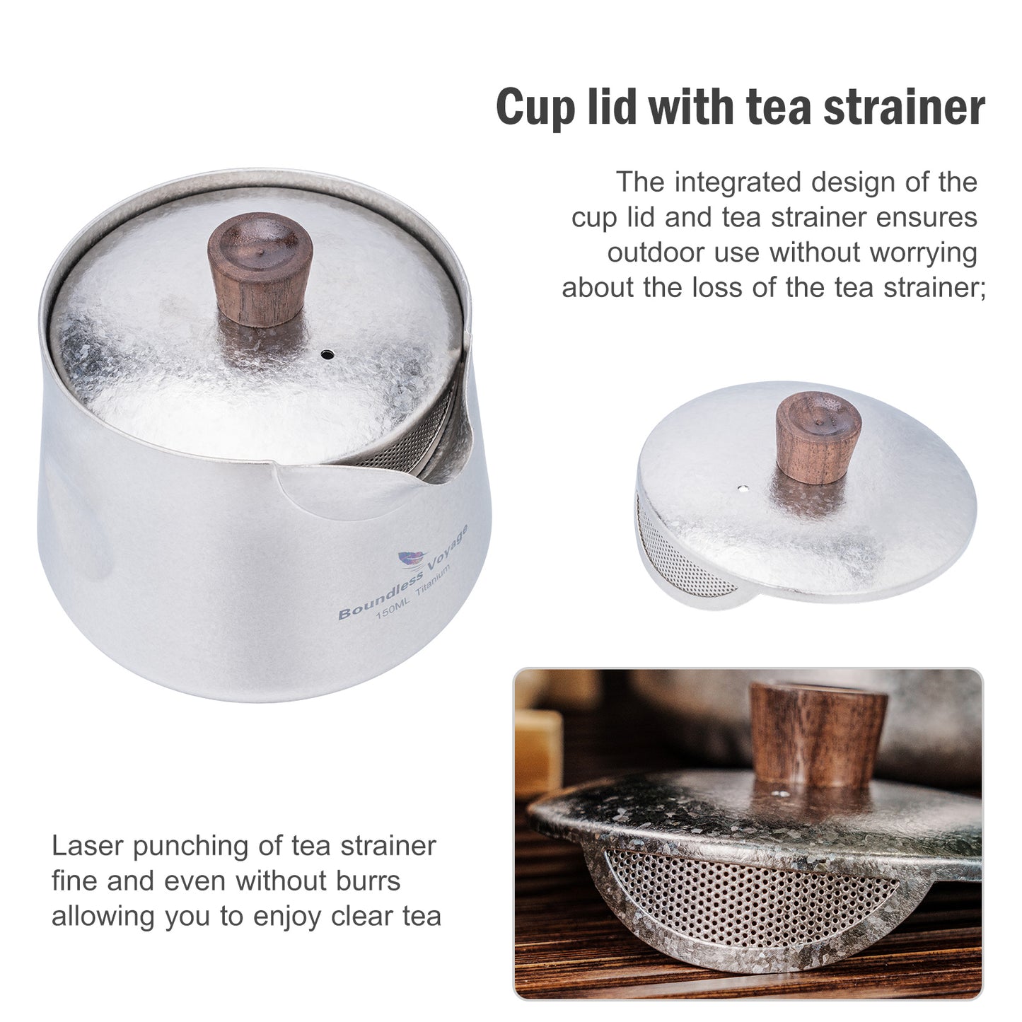 Boundless Voyage Titanium Double-Layer Tea Maker Cups Set Outdoor Camping Portable Tea Pot Tea Mug