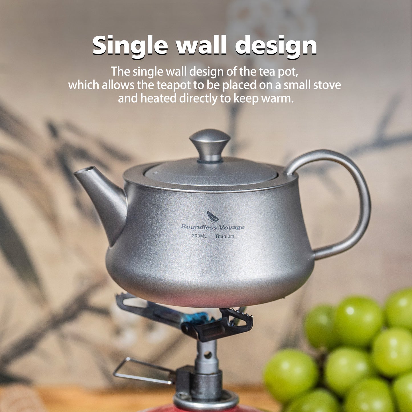 Boundless Voyage 300ml TA1 Titanium Mini Kettle – Ultralight Portable Coffee & Tea Pot for Camping, Hiking & Travel