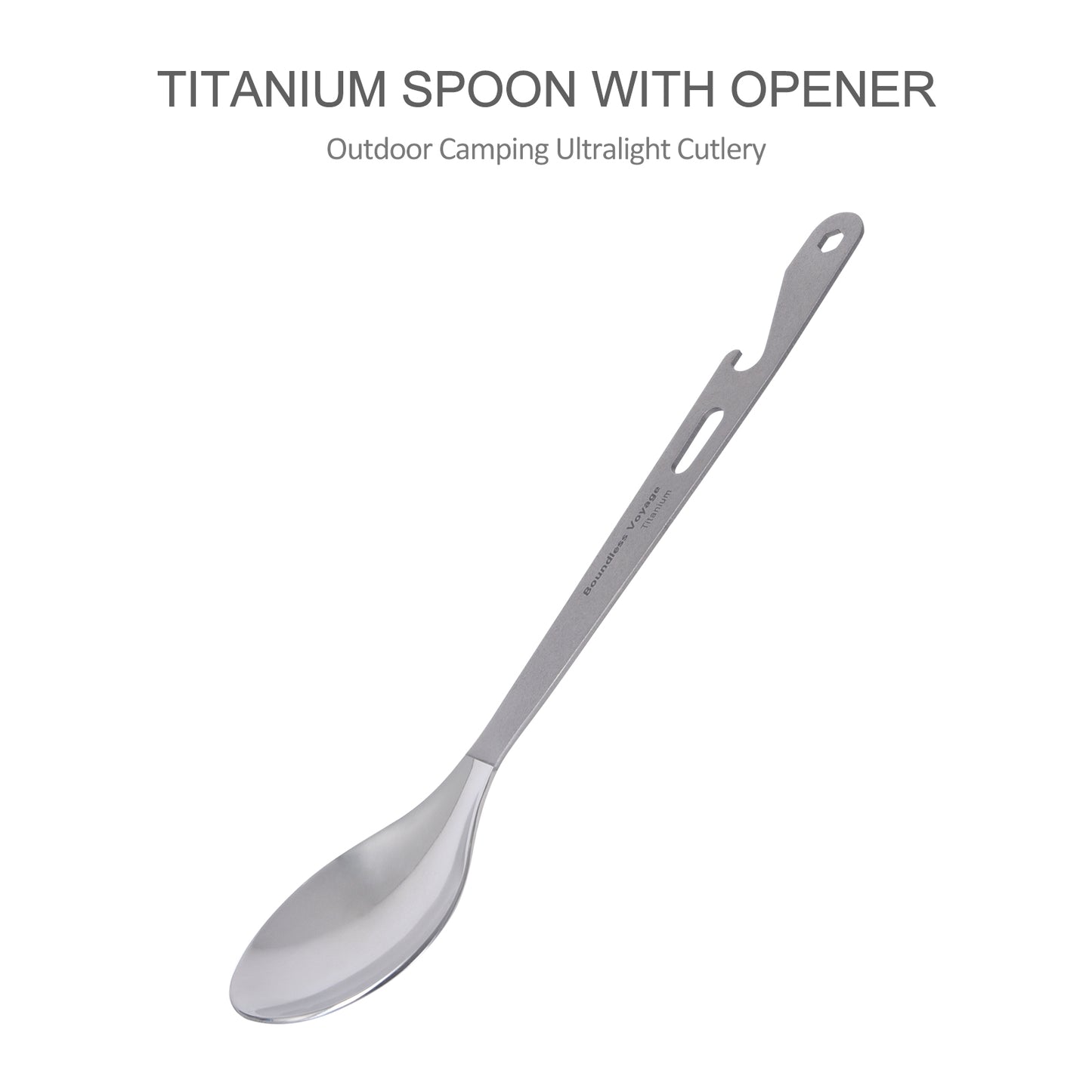 Boundless Voyage  Titanium Spoon with Bottle Opener – Ultralight Camping Cutlery & Portable Outdoor Tableware
