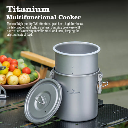 Boundless Voyage Pure Titanium Camping Pot – Ultralight Cookware for Outdoor, Hiking & Travel