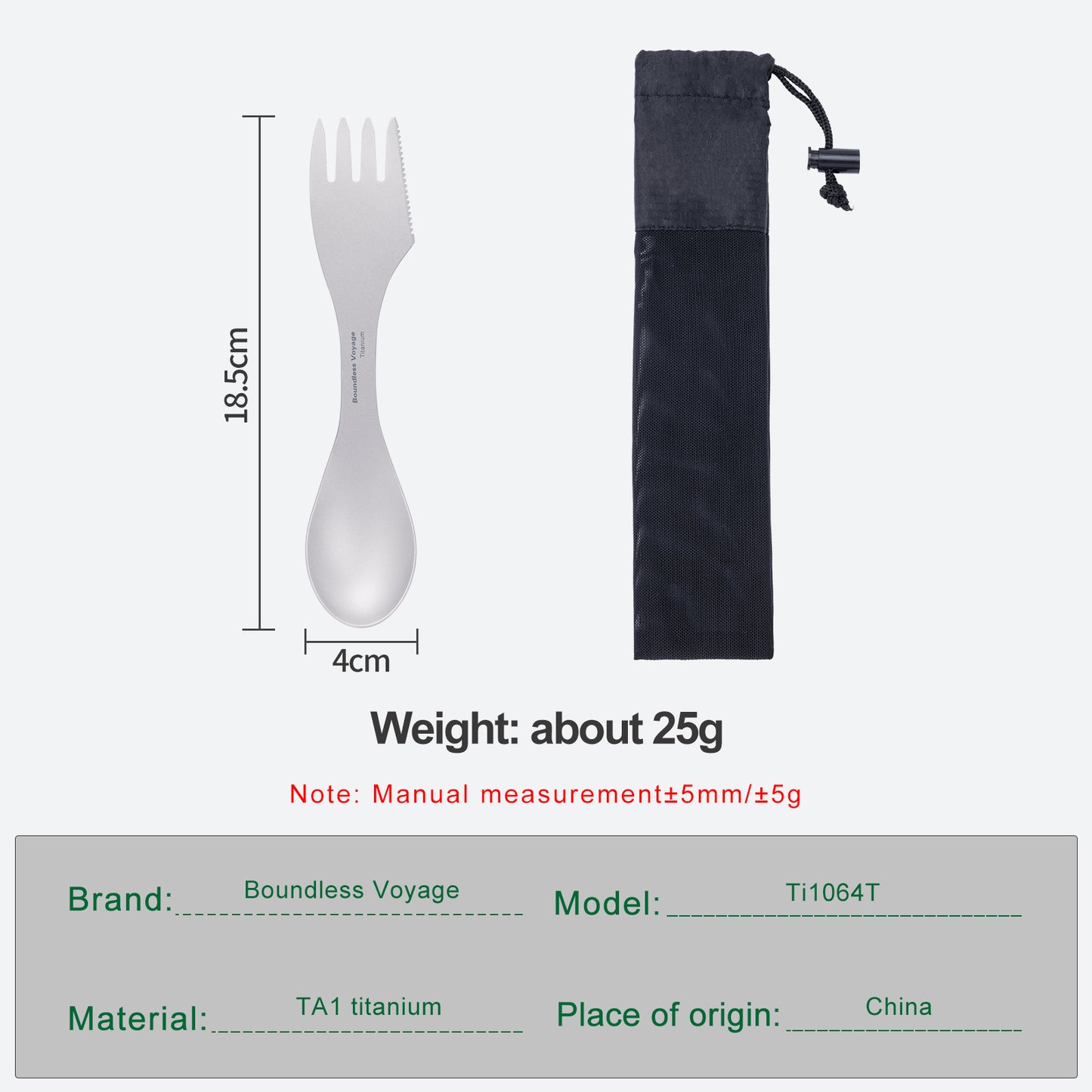 Boundless Voyage Titanium Spoon & Fork – Ultralight Spork-Style Camping Cutlery for Outdoor, Home & Kitchen Use