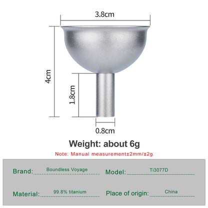 Boundless Voyage Titanium Funnel Flagon Accessories Multi-use Kitchen Funnel for Transferring Liquid, Fluid, Cooking Oils, Jam & Powder