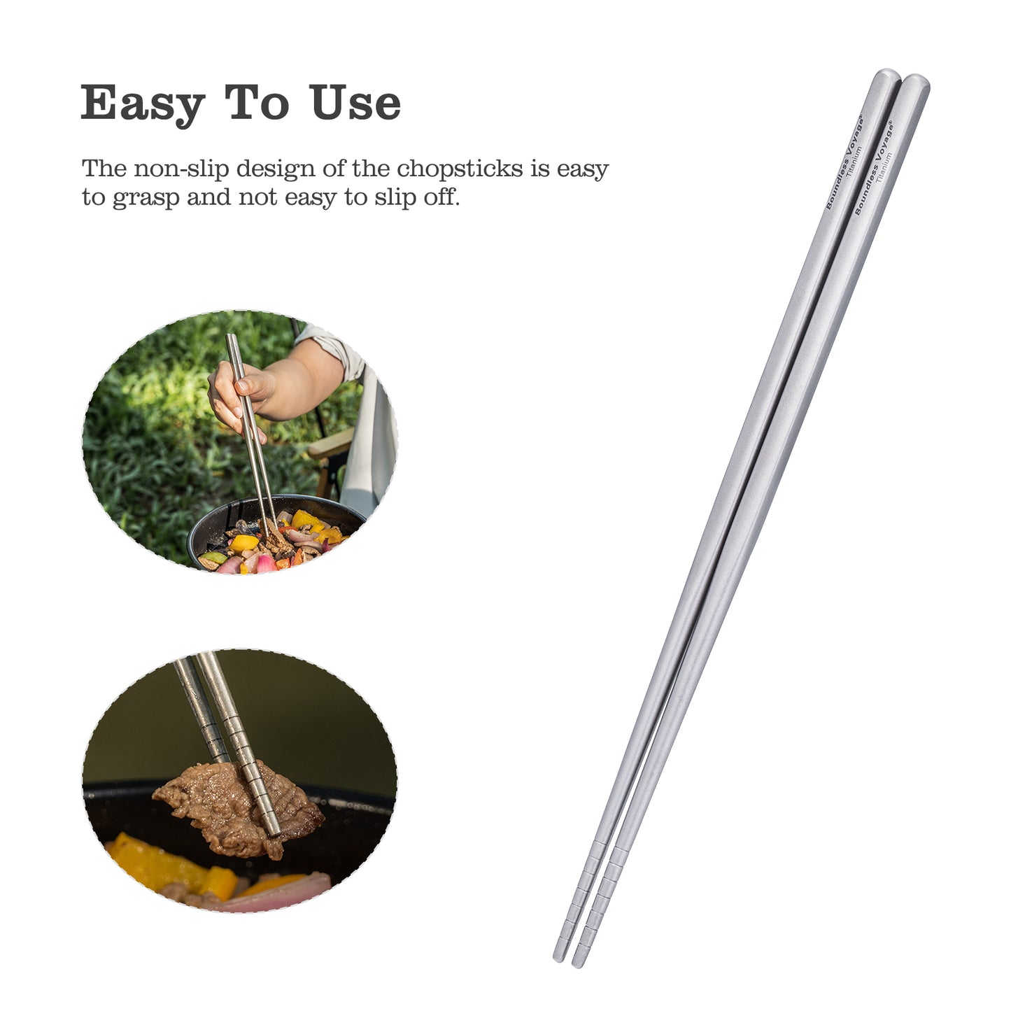 Boundless Voyage Titanium Spoon Fork Chopsticks Set Outdoor Camping Ultralight Cutlery for Soup Meal Portable Tableware