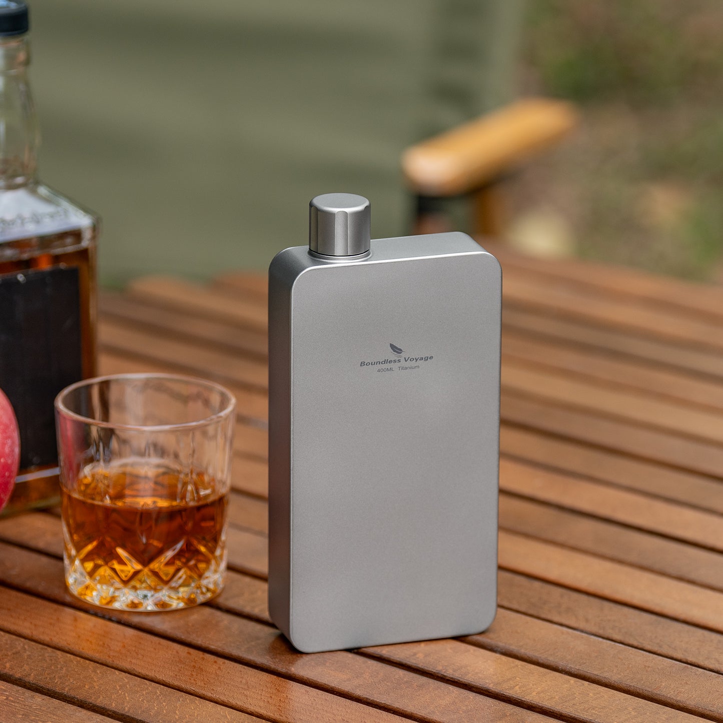 Boundless Voyage 400ml Titanium Flask with Funnel – Lightweight Leakproof Hip Flask for Camping, Travel & Everyday Carry