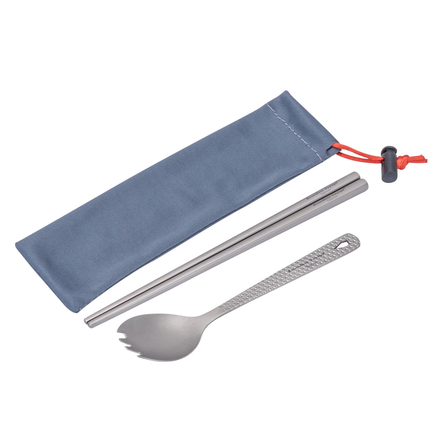 Boundless Voyage Titanium Chopsticks & 2-in-1 Spork Set Camping Cutlery Lightweight Travel Utensils Portable Outdoor Hiking Backpacking Faltware, Dishwasher Safe, No Coating with Storage Bag