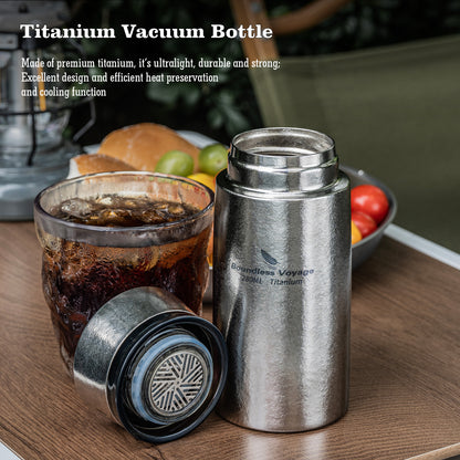Boundless Voyage 280ml Titanium Vacuum Flask Small Insulated Bottle Portable Car Travel Coffee Tea Cup Keeps Hot or Cold Mini Sports Water Bottle for Chlid Girls Ti3014D