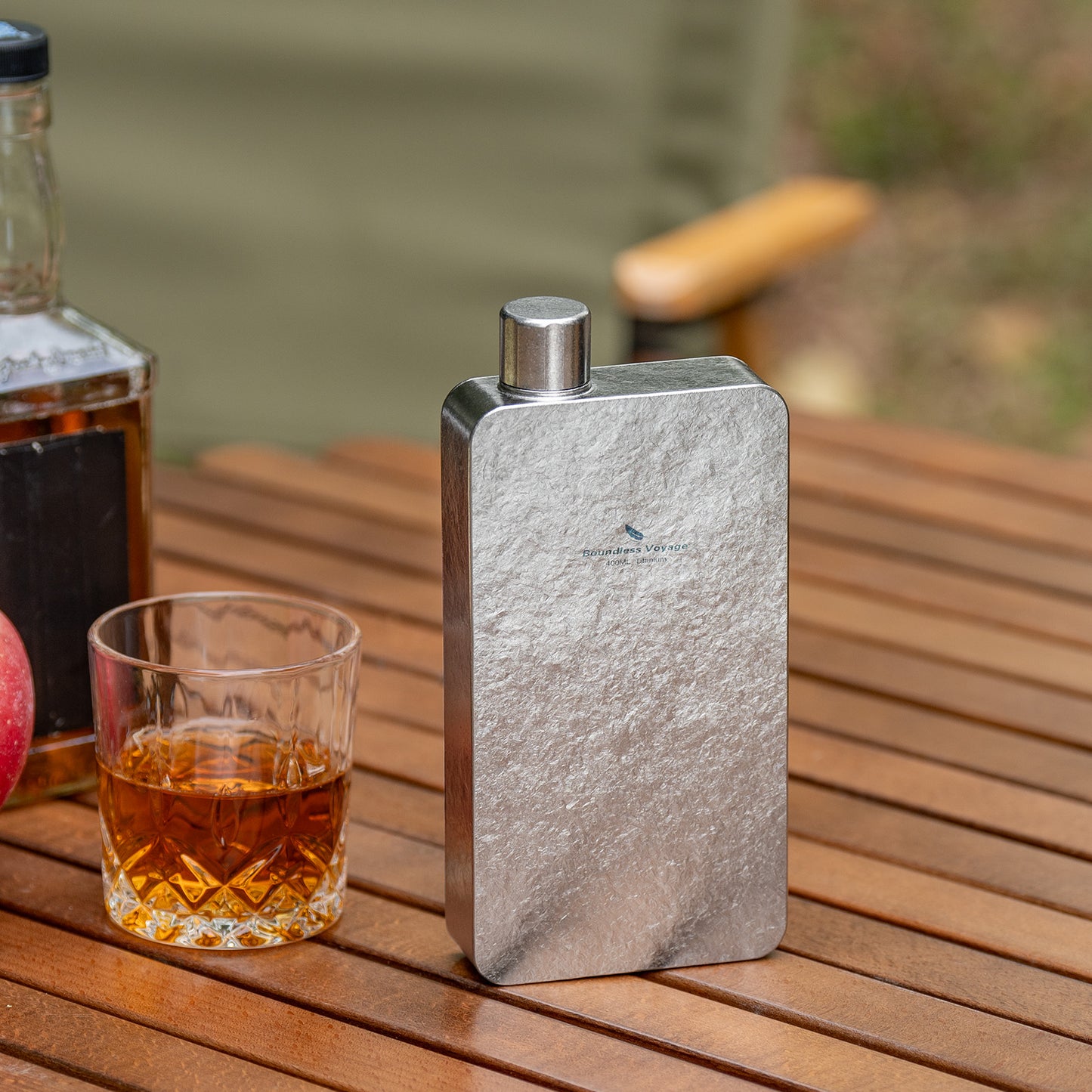 Boundless Voyage 400ml Titanium Flask with Funnel – Lightweight Leakproof Hip Flask for Camping, Travel & Everyday Carry