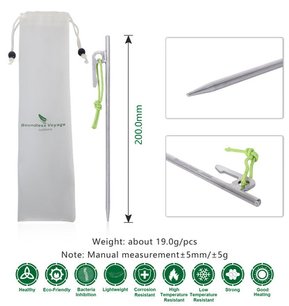 Camping Titanium Tent Stakes 20cm Outdoor Hiking Climbing Tent Nails Pegs Accessories for Hard Soil